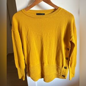 TAHARI Golden Yellow Side Button Sweater